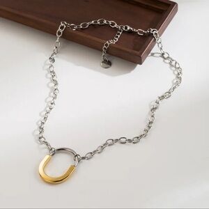 Two-Tone Chunky Lock Statement Necklace
